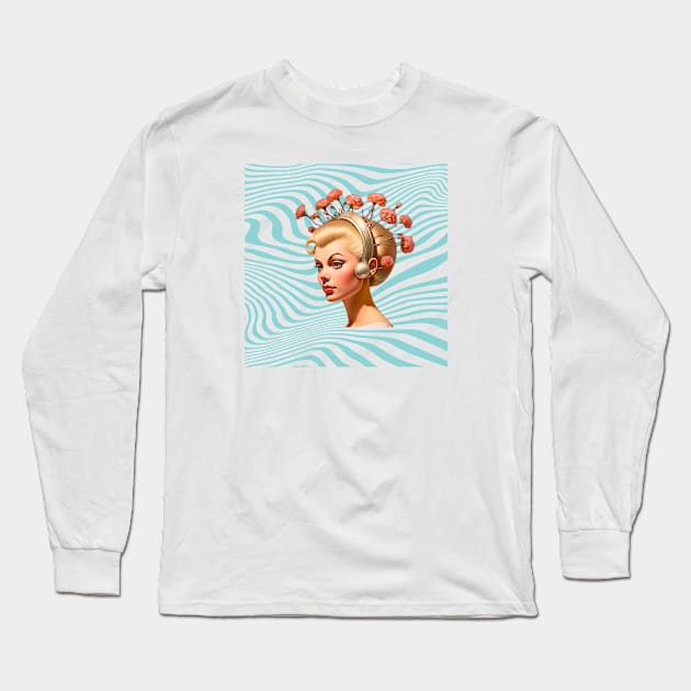 Trippy Dreamgirl, Flowergirl Floating in Psychedelic Waters Long Sleeve T-Shirt by Nebula Nexus